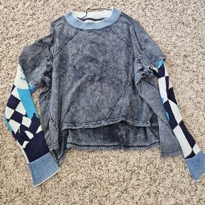 We The Free Womens Gray and Blue Sweatshirt Free People Size Small
